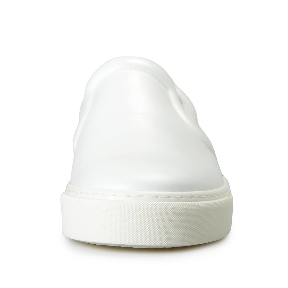 Burberry Men's Thompson Optic White 100% Leather Low Top Trainers Slip On Shoes - Picture 5 of 8